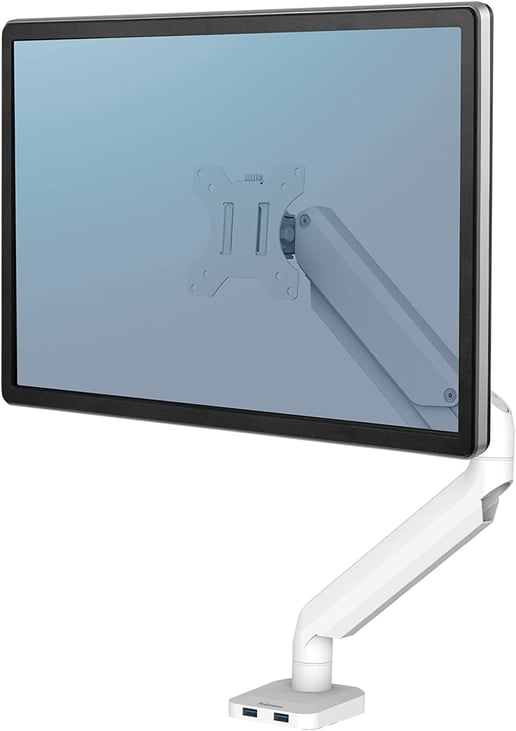 Fellowes Platinum Series Single Monitor Arm in White