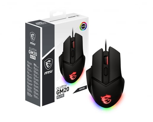 MSI Clutch GM20 Gaming Mouse - USB 2.0 - Optical - 6 Button(s) - Black