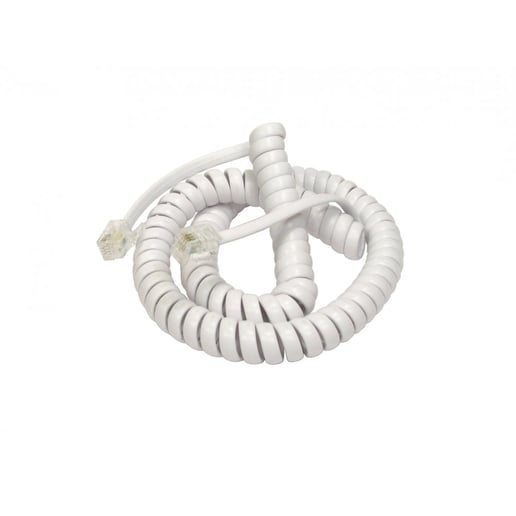 Cables Direct 2m Coiled Telephone Handset Cord, White