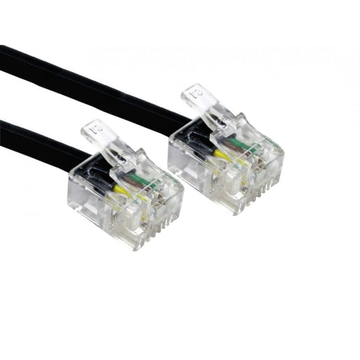 Cables Direct 1m RJ-11 to RJ-11 Modem Cable in Black