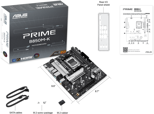 ASUS Prime B850M-K mATX Motherboard for AMD AM5 CPUs