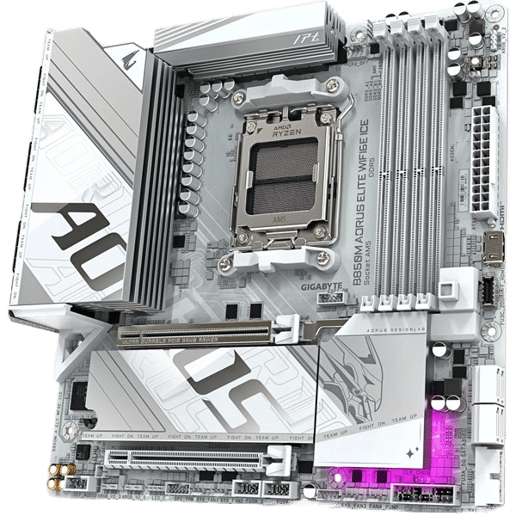 Gigabyte B850M AORUS ELITE WIFI6E ICE mATX Motherboard for AMD Socket AM5 CPUs