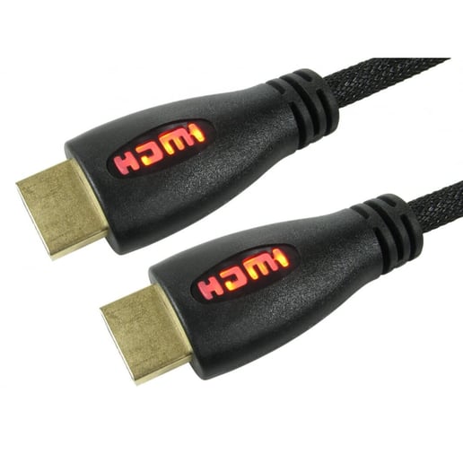 Cables Direct 2m HDMI 1.4 High Speed with Ethernet Cable with Red LED Illuminated Connectors