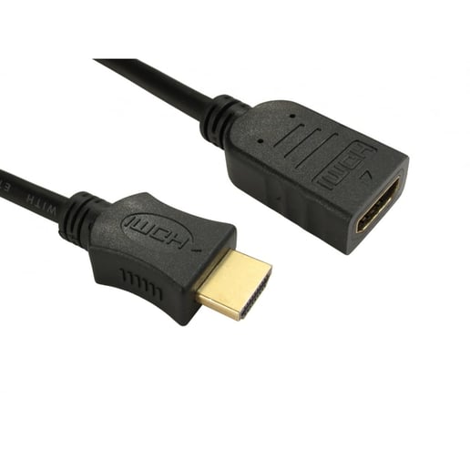 Cables Direct 0.5m HDMI 1.4 High Speed with Ethernet Extension Cable in Black