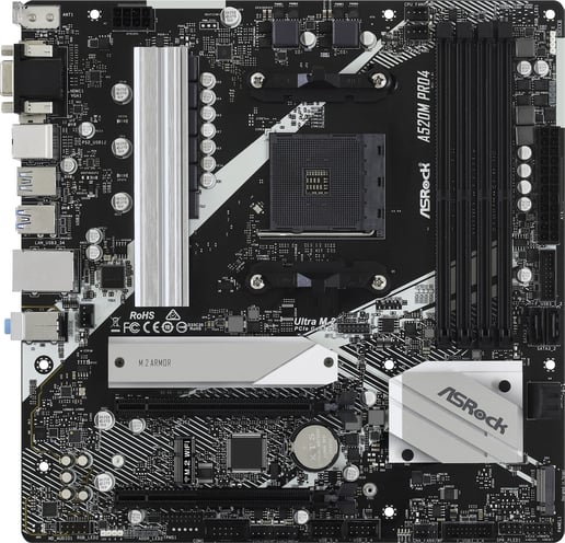 ASRock A520M Pro4 mATX Motherboard for AMD AM4 CPUs