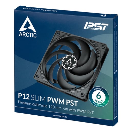 Arctic P12 Slim PWM PST 120mm Chassis Fan in Black