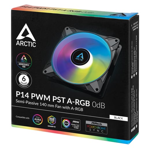 Arctic P14 PWM PST A-RGB Semi-Passive 140mm Case Fan in Black
