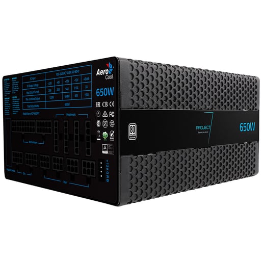 Aero Cool Project 7 P650 650W Modular Power Supply 80 Plus Platinum