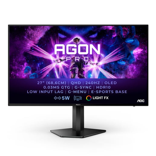 AOC AGON PRO AG276QZD 27" Gaming Monitor - OLED, 1000 nits, 240Hz, 0.03ms, HDMI