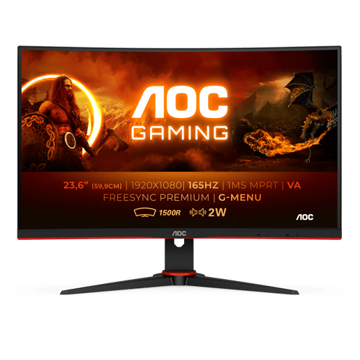 AOC C24G2AE/BK 23.6" Full HD Curved Gaming Monitor - VA, 165Hz, 1ms, Speakers