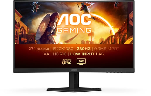 AOC C27G4ZXE 27" Full HD Curved Gaming Monitor - VA, 280Hz, 0.3ms, HDMI, DP