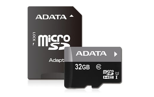 32GB Adata Premier Class 10 microSD Card & Adaptor 