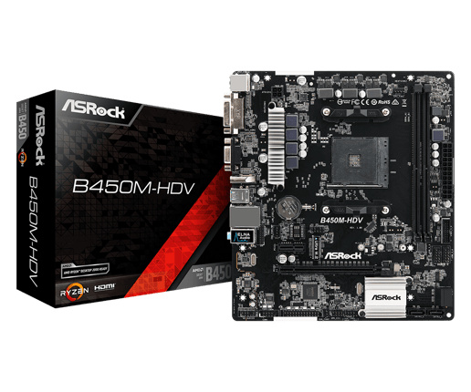 ASRock B450M-HDV mATX Motherboard for AMD AM4 CPUs