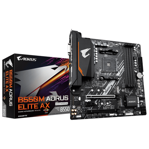Gigabyte B550M AORUS ELITE AX mATX Motherboard for AMD AM4 CPUs