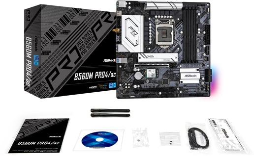 ASRock B560M Pro4/ac mATX Motherboard for Intel LGA1200 CPUs