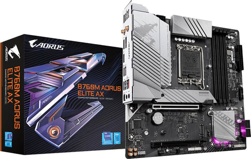 Gigabyte B760M AORUS ELITE AX mATX Motherboard for Intel Socket 1700 CPUs