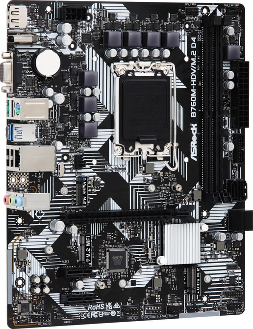 ASRock B760M-HDV/M.2 D4 mATX Motherboard for Intel LGA1700 CPUs