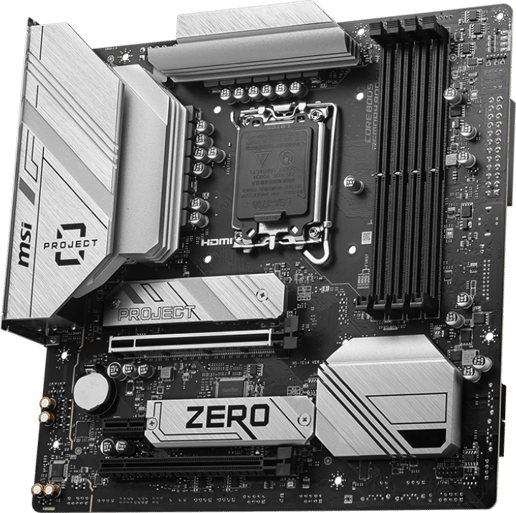 MSI B760M PROJECT ZERO mATX Motherboard for Intel LGA1700 CPUs