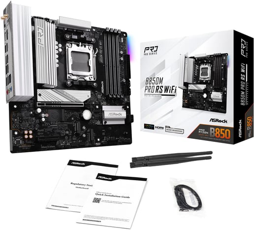 ASRock B850M Pro RS WiFi mATX Motherboard for AMD AM5 CPUs