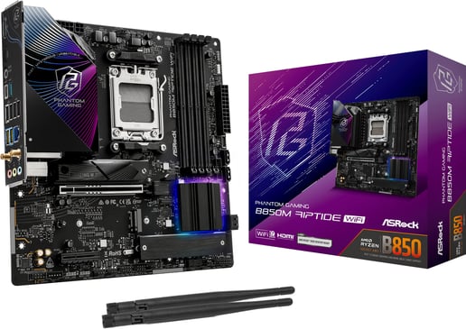 ASRock B850M Riptide WiFi mATX Motherboard for AMD AM5 CPUs
