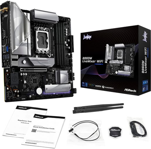 ASRock B860M LiveMixer WiFi mATX Motherboard for Intel LGA1851 CPUs