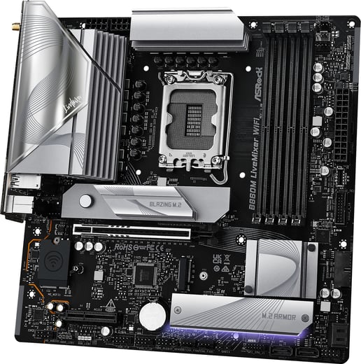 ASRock B860M LiveMixer WiFi mATX Motherboard for Intel LGA1851 CPUs