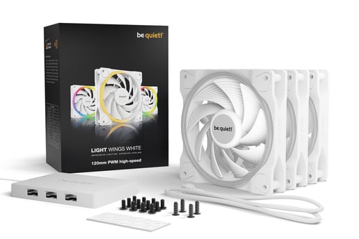 Be Quiet! Light Wings 120mm PWM ARGB Case Fans - White Triple Pack