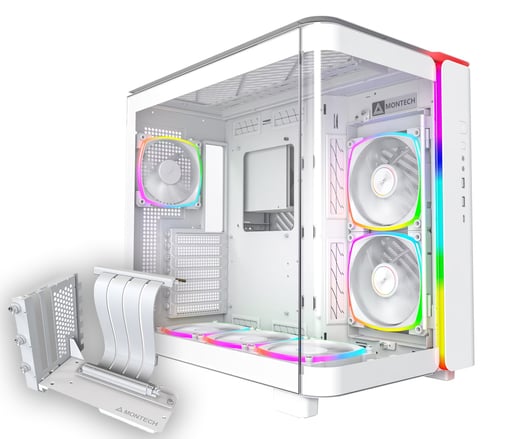 Bundle - Montech King 95 PRO Case in White with Montech VGM Vertical GPU Mount