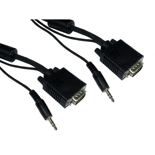 Cables Direct 15m SVGA Cable with 3.5mm Audio in Black