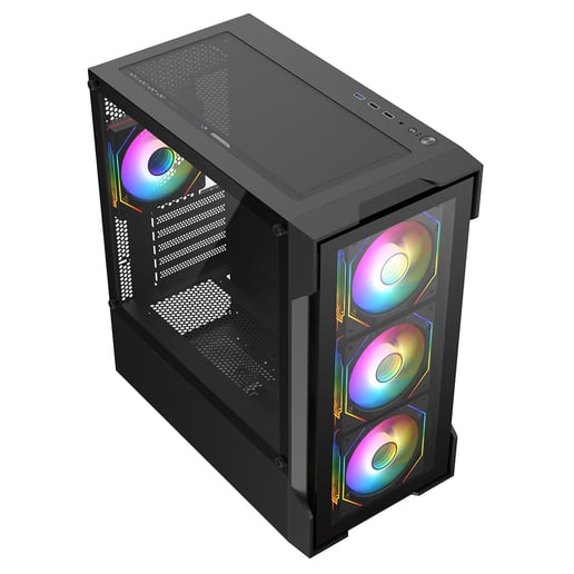 CiT Bolt Mid Tower Gaming Case - Black 