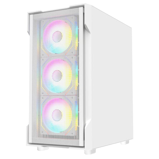 CiT Bolt Mesh Mid Tower Gaming Case - White 