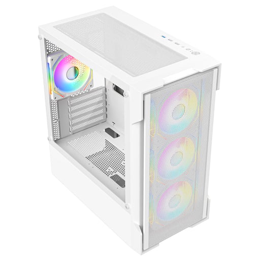 CiT Bolt Mesh Mid Tower Gaming Case - White 