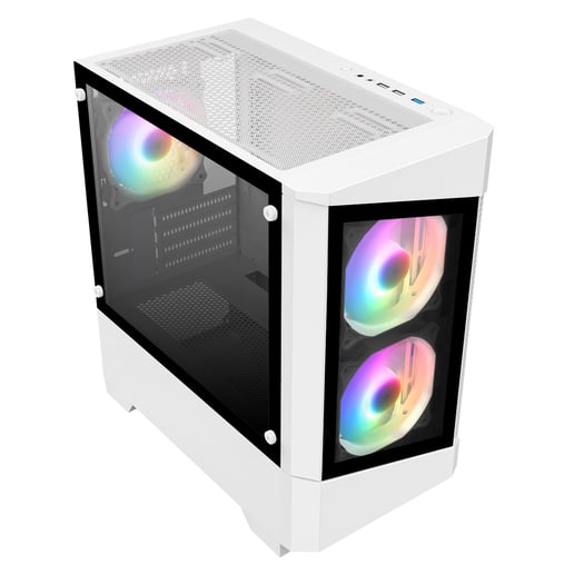 CiT Level 1 Glass Mid Tower Gaming Case - White 