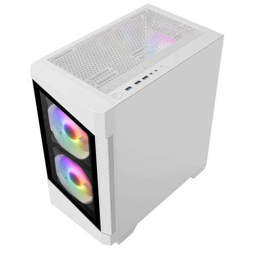 CiT Level 1 Glass Mid Tower Gaming Case - White 