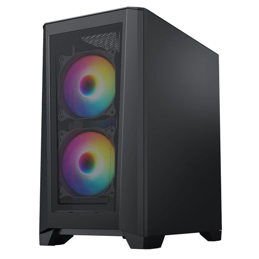 CiT Level 2 Mesh mATX Tempered Glass Gaming PC Case - Black 