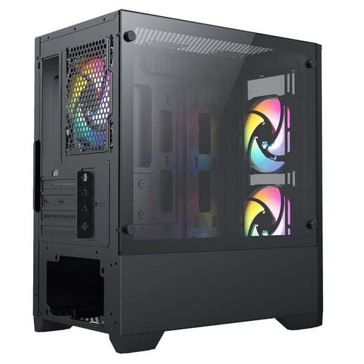 CiT Level 2 Mesh mATX Tempered Glass Gaming PC Case - Black 
