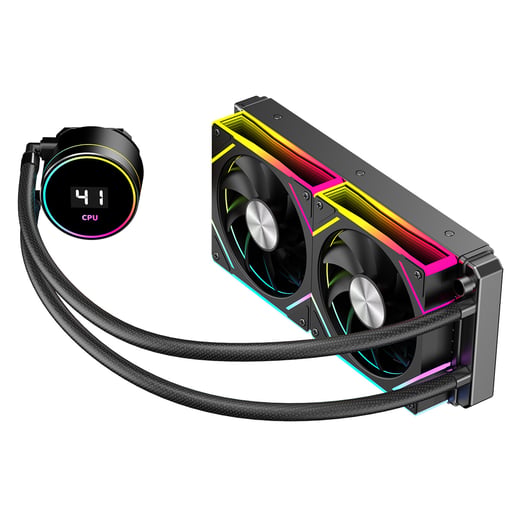CiT Pro Glacier 240mm All-in-One Liquid CPU Cooler in Black with Temperature Display