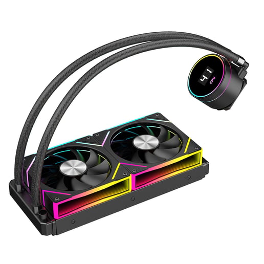 CiT Pro Glacier 240mm All-in-One Liquid CPU Cooler in Black with Temperature Display