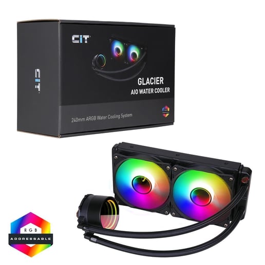CiT Pro Glacier 240mm All in One CPU Liquid Cooler in Black