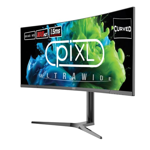 piXL CM34C7 34" UltraWide Curved Gaming Monitor - VA, 165Hz, 1.5ms, HDMI, DP
