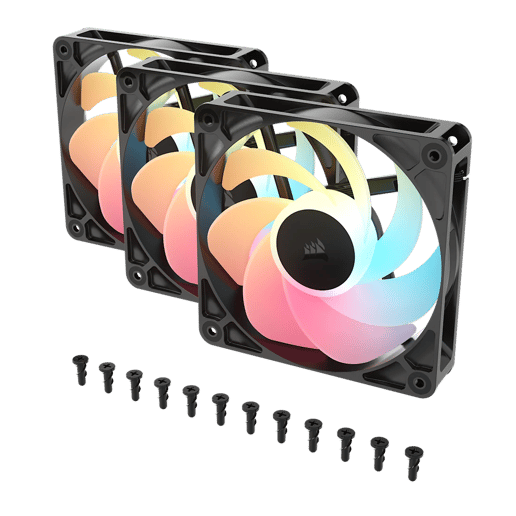 Corsair RS120-R ARGB 120mm Triple Pack of PWM Reverse Fans in Black