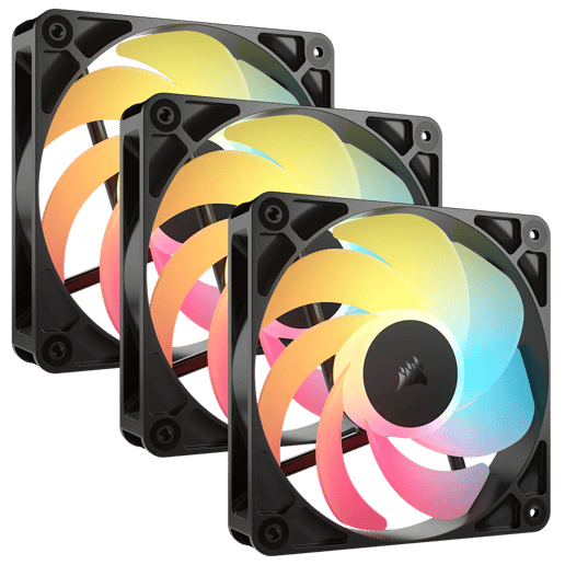 Corsair RS120-R ARGB 120mm Triple Pack of PWM Reverse Fans in Black