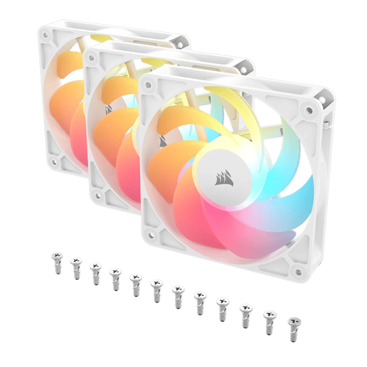 Corsair RS120-R ARGB 120mm Triple Pack of PWM Reverse Fans in White