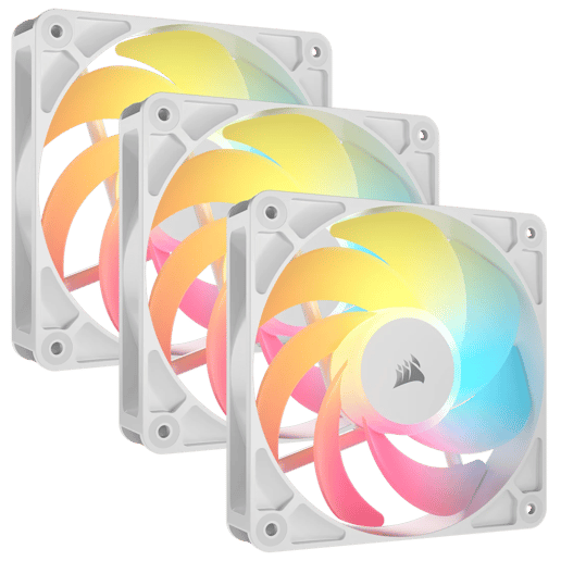 Corsair RS120-R ARGB 120mm Triple Pack of PWM Reverse Fans in White