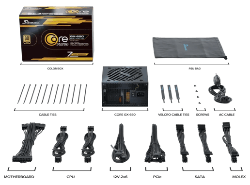 650W Seasonic CORE GX ATX 3.1 Modular 80 Plus Gold PSU