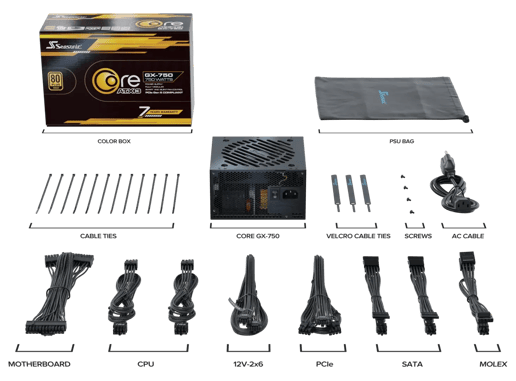 750W Seasonic CORE GX ATX 3.1 Modular 80 Plus Gold PSU