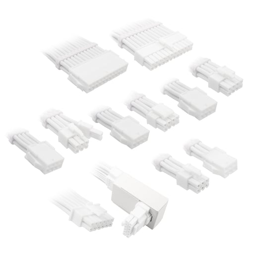 Kolink Core Pro Braided Cable Extension Kit in Brilliant White with 12V-2x6 Type 1 Cable