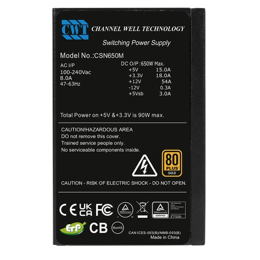 650W CWT CSN Modular 80 Plus Gold PSU