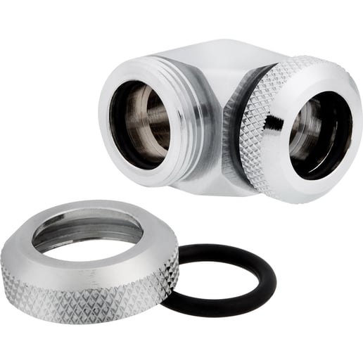 Corsair Hydro X Series XF Hardline 90 Angled 12mm OD Fitting Twin Pack in Chrome