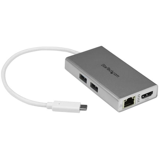 StarTech.com USB-C Multiport Adaptor for Laptops - Power Delivery - 4K HDMI - GbE - USB 3.0 (Silver and White)